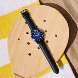 Sekonda Sports Mens Watch | Gun Metal Case & Leather Strap With Blue Dial | 1634