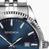 Sekonda King Mens Watch | Silver Case & Stainless Steel Bracelet With Blue Dial | 1640