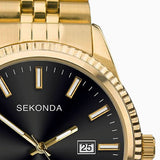 Sekonda King Mens Watch | Gold Case & Stainless Steel Bracelet With Black Dial | 1642