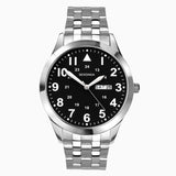 Sekonda Pilot Mens Watch | Silver Case & Stainless Steel Bracelet With Black Dial | 1663