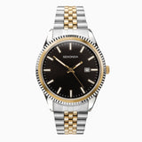 Sekonda King Mens Watch | Two Tone Case & Stainless Steel Bracelet With Black Dial | 1836