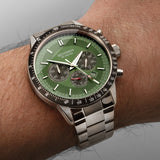 Sekonda Velocity Chronograph Mens Watch | Silver Case & Stainless Steel Bracelet With Green Dial | 1913