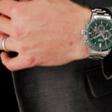 Sekonda Velocity Chronograph Mens Watch | Silver Case & Stainless Steel Bracelet With Green Dial | 1913