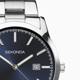 Sekonda Taylor Mens Watch | Silver Case & Stainless Steel Bracelet With Blue Dial | 1943