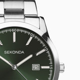 Sekonda Taylor Mens Watch | Silver Case & Stainless Steel Bracelet With Green Dial | 1946