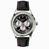 Sekonda Maverick Mens Watch | Silver Case & Black Leather Strap With Black Dial | 30035
