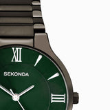 Sekonda Wilson Mens Watch | Gunmetal Case & Stainless Steel Bracelet With Green Dial | 30045