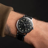 Sekonda 1978 Mens Watch | Silver Case & Black Leather Strap With Black Dial | 30098