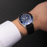 Sekonda Pacific Wave Chronograph Mens Watch | Silver Stainless Steel Case & Black Silicone Strap With Blue Dial | 30114