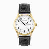 Sekonda Easy Reader Ladies Watch | Gold Alloy Case & Black Leather Strap With White Dial | 30123