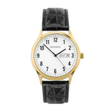 Sekonda Easy Reader Ladies Watch | Gold Alloy Case & Black Leather Strap With White Dial | 30123