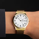 Sekonda Easy Reader Ladies Watch | Gold Alloy Case & Stainless Steel Expander Bracelet With White Dial | 30124
