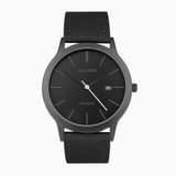 Sekonda Bergen Mens Watch | Black Alloy Case & Black Leather Strap With Black Dial | 30134