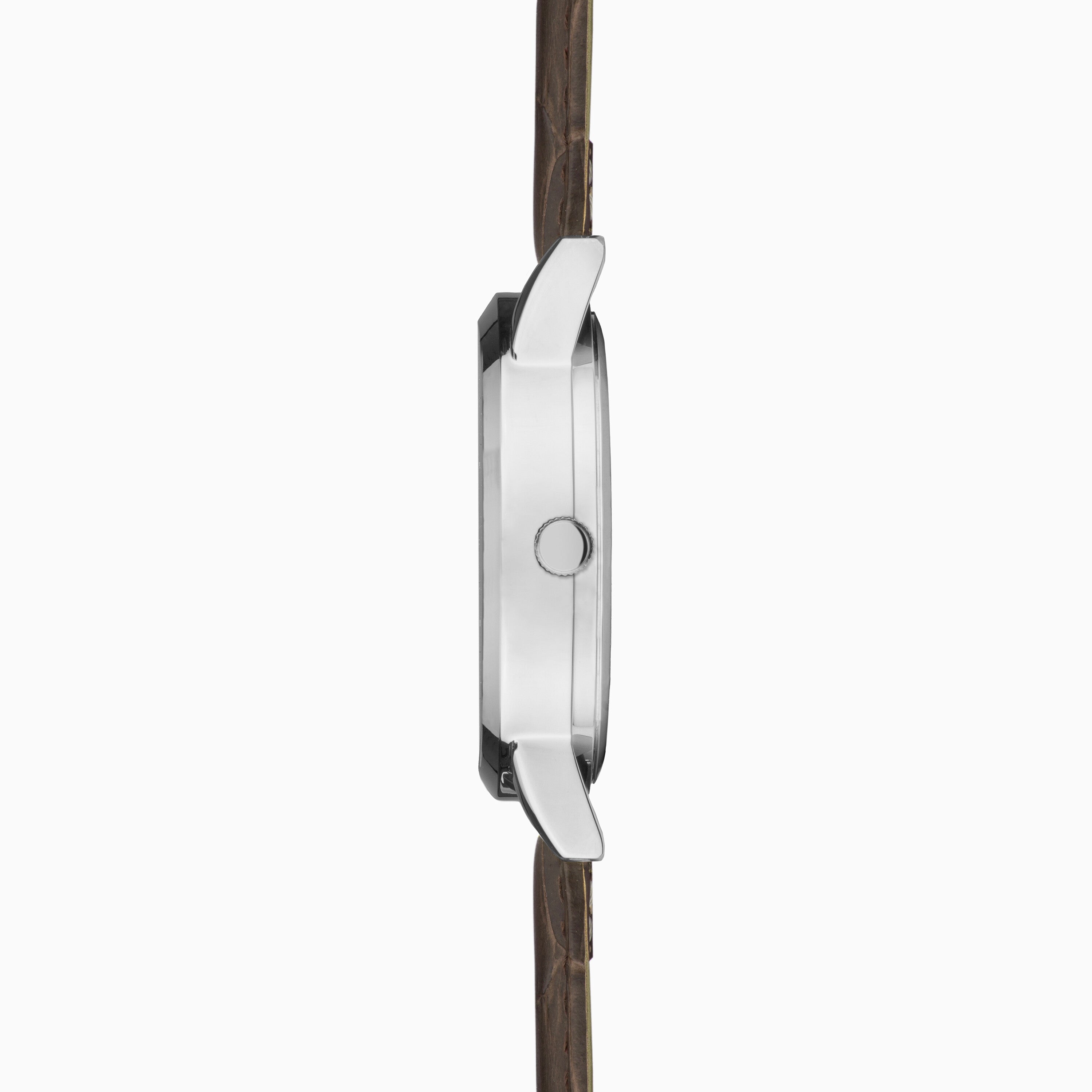 Sekonda Armstrong Moon Phase Mens Watch | Silver Alloy Case & Brown Leather Strap With Silver Dial | 30146