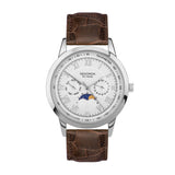 Sekonda Armstrong Moon Phase Mens Watch | Silver Alloy Case & Brown Leather Strap With Silver Dial | 30146