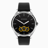 Sekonda Hybrid Watch | Silver Alloy Case & Black Leather Strap | 30150