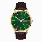 Sekonda Jackson Menã¢¬¢S Watch | Gold Alloy Case & Brown Leather Strap With Green Dial | 30151
