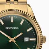 Sekonda King Menã¢¬¢S Watch | Gold Alloy Case & Stainless Steel Bracelet With Green Dial | 30157