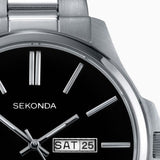 Sekonda Classic Mens Watch | Silver Case & Stainless Steel Bracelet With Black Dial | 3381