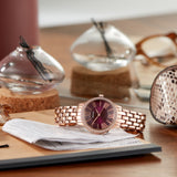 Sekonda Charlotte Ladies Watch | Rose Gold Case & Alloy Bracelet With Ruby Dial | 40290