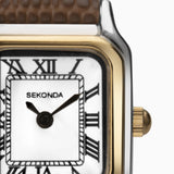 Sekonda Monica Ladies Watch | Two Tone Case & Leather Strap With White Dial | 40294