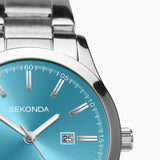 Sekonda Taylor Ladies Watch | Silver Case & Stainless Steel Bracelet With Turquoise Dial | 40365