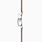 Sekonda Easy Reader Ladies Watch | Silver Case & Brown Leather Strap With White Dial | 40479