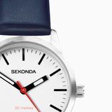 Sekonda Nordic Ladies Watch | Silver Case & Blue Leather Strap With White Dial | 40484