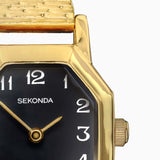 Sekonda Mila Ladies Watch | Gold Case & Stainless Steel Bracelet With Black Dial | 40497