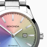Sekonda Taylor Ladies Watch | Silver Alloy Case & Stainless Steel Bracelet With Rainbow Dial | 40534