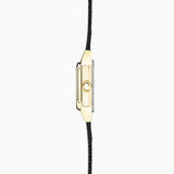 Sekonda Monica Ladies Watch | Gold Alloy Case & Black Leather Strap With White Dial | 40557