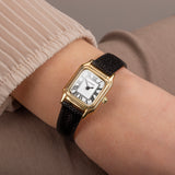 Sekonda Monica Ladies Watch | Gold Alloy Case & Black Leather Strap With White Dial | 40557