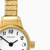 Sekonda Easy Reader Ladies Watch | Gold Case & Stainless Steel Expander With White Dial | 4474