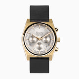 Accurist Origin Men'S Chronograph Watch | Gold Case & Black Leather Strap With Silver Dial | 41Mm | 70005