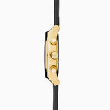 Accurist Origin Men'S Chronograph Watch | Gold Case & Black Leather Strap With Silver Dial | 41Mm | 70005