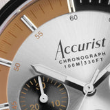Accurist Origin Men'S Chronograph Watch | Silver Case & Tan Leather Strap With Silver Dial | 41Mm | 70006