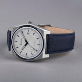 Accurist Origin Men'S Watch | Silver Case & Blue Canvas Strap With White Dial | 41Mm | 70011