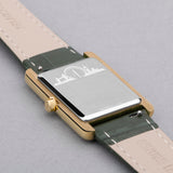Accurist Rectangle Ladies Watch | Gold Case & Green Leather Strap With White Dial | 26Mm | 71003