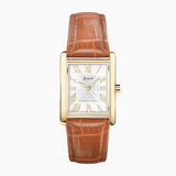 Accurist Rectangle Ladies Watch | Gold Case & Tan Leather Strap With White Dial | 26Mm | 71004