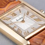 Accurist Rectangle Ladies Watch | Gold Case & Tan Leather Strap With White Dial | 26Mm | 71004