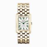 Accurist Rectangle Ladies Watch | Gold Case & Stainless Steel Bracelet With White Dial | 26Mm | 71008