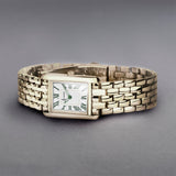 Accurist Rectangle Ladies Watch | Gold Case & Stainless Steel Bracelet With White Dial | 26Mm | 71008