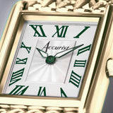 Accurist Rectangle Ladies Watch | Gold Case & Stainless Steel Bracelet With White Dial | 26Mm | 71008