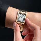 Accurist Rectangle Ladies Watch | Gold Case & Stainless Steel Bracelet With White Dial | 26Mm | 71008
