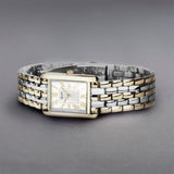 Accurist Rectangle Ladies Watch | Gold Case & Two Tone Stainless Steel Bracelet With White Dial | 26Mm | 71009