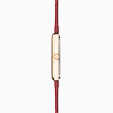 Accurist Rectangle Ladies Watch | Rose Gold Case & Burgundy Leather Strap With White Dial | 26Mm | 71010