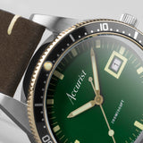 Accurist Dive Men'S Watch | Two Tone Case & Brown Leather Strap With Samphire Green Dial | 42Mm | 72000