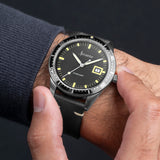 Accurist Dive Men'S Watch | Silver Case & Black Leather Strap With Black Dial | 42Mm | 72001