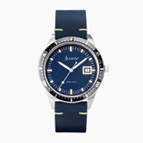 Accurist Dive Men'S Watch | Silver Case & Blue Leather Strap With Windermere Blue Dial | 42Mm | 72002