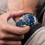 Accurist Dive Men'S Watch | Silver Case & Blue Leather Strap With Windermere Blue Dial | 42Mm | 72002